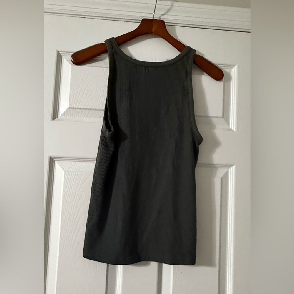 Faherty Gray Ribbed Sleeveless Tank Top - Large - Picture 7 of 7